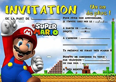 5 Ou 12 Cartes Invitation Anniversaire Mario Ref 299 Ebay