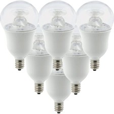 6Pack Candelabra LED Round Bulb, Ceiling Fan Light Bulb, Clear, 3000K, 6W 40W 