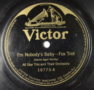 All Star Trio - 78 RPM Victor - I'm Nobody's Baby A14E