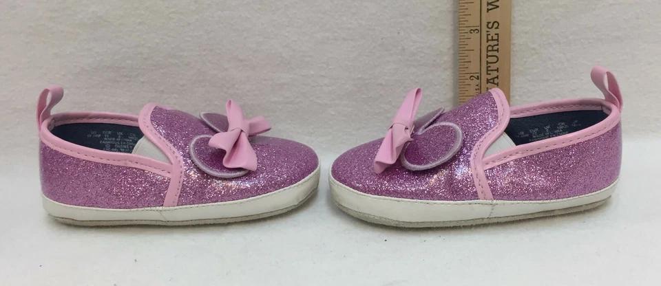 Zapatos Minnie Mouse Disney Niñas Rosa Brillo Talla 18 - 24 Meses Zapatilla Sin Cordones Foto 3 de 4