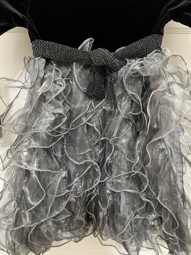 Iris & Ivy Girl 6X Party Dress Black Velour Long Sleeve Top Silver Skirt - Picture 6 of 12
