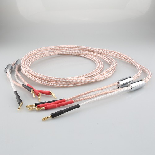 Pair Audiophile 8N OCC 16 Cores Conductor Hifi Speaker Cable & Banana Spade Plug - Picture 4 of 14