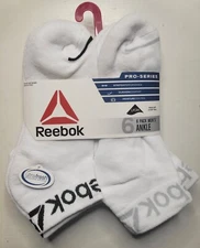 Reebok®  Men's Pro-Series Cotton Ankle Socks, 6-Pack  White, Size 6-12.5 NEW!