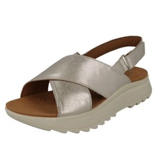 Image of Clarks Ladies Dashlite Wish Casual Silver Metalic Leather Sandals UK 4 D EU 37
