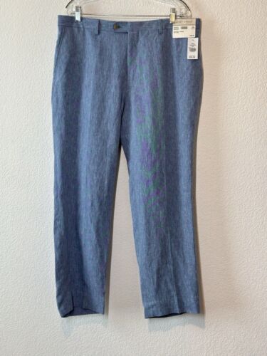 New Joseph Abboud 100% Linen Pants Blue Men 38x30 Suit Separates