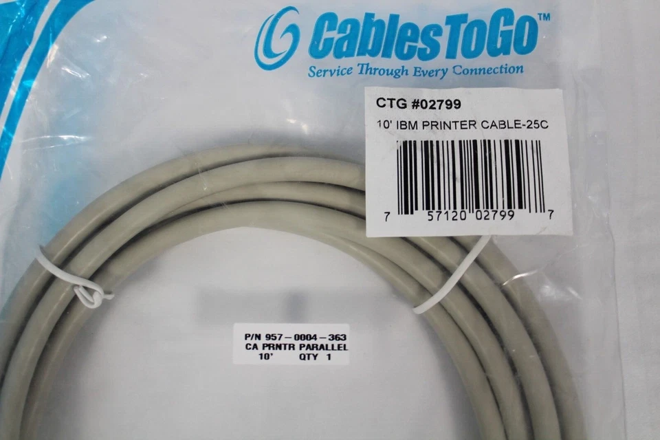 10' IBM Printer Parallel 957-0004-363 DB25 Male to 36 Male CablesToGo EL2502 - Image 3 of 3