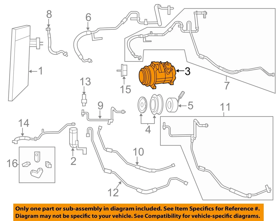 Compresor de aire acondicionado usado se adapta a: Chrysler Town & Country 2013 3,6 L con aire acondicionado trasero grado A Foto 3 de 4