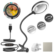 LED Magnifying Clip-on Desk Table Lamp Magnifier Glass Light Craft Hobby Beauty
