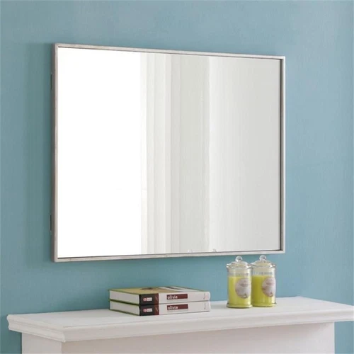 Pemberly Row 32" x 24" Rectangle Metal Frame Mirror in Silver - Picture 8 of 12