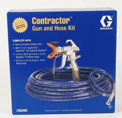 Graco Contractor Gun and Hose Kit w/ RAC 5 517 Tip, BlueMax II Hose 288496