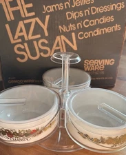 Vintage 1971 Gemco Pyrex The Lazy Susan Serving Ware Server Vegetable Pattern