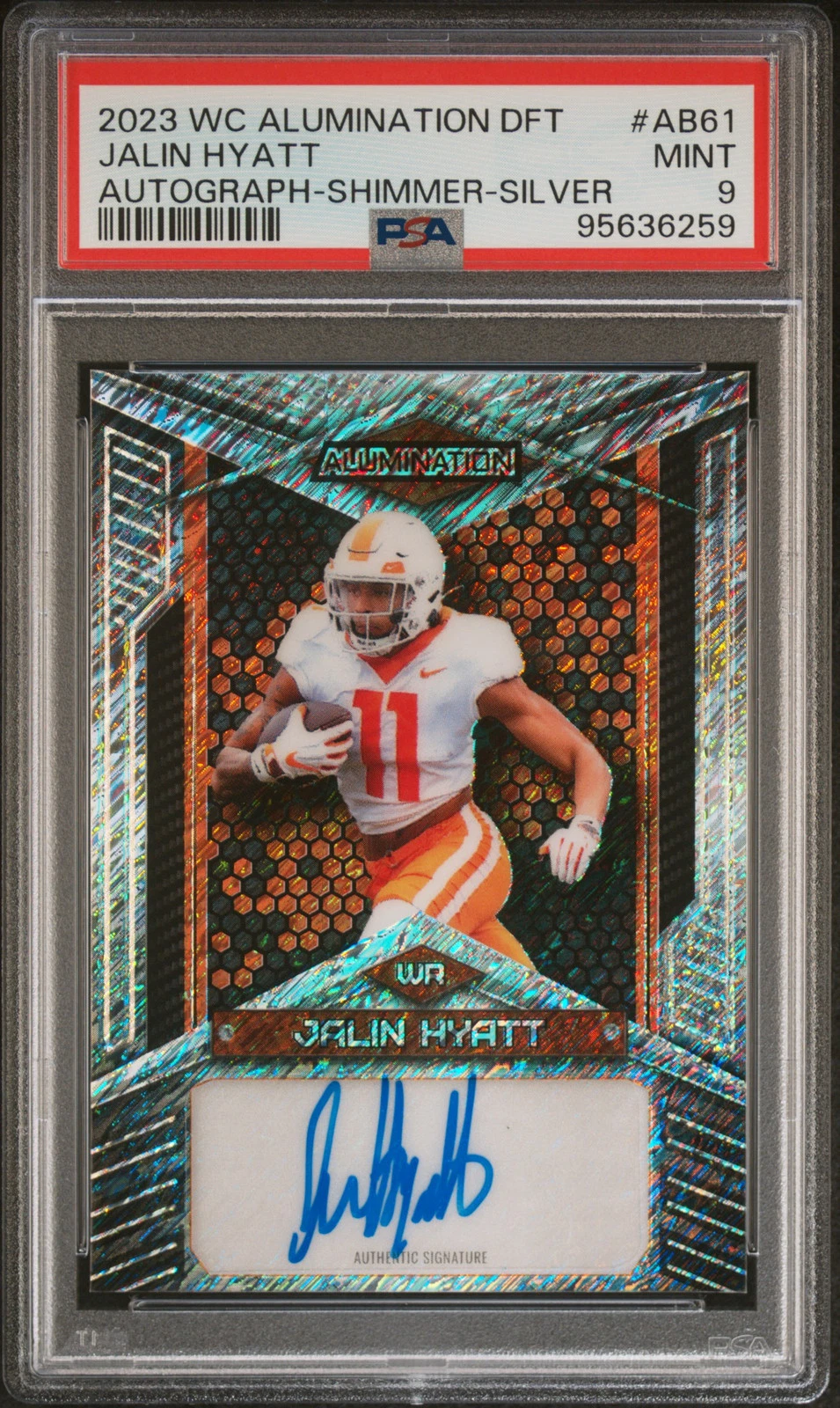 Jalin Hyatt Wild Card Alumination Draft Autographs #AB61 Shimmer-Silver