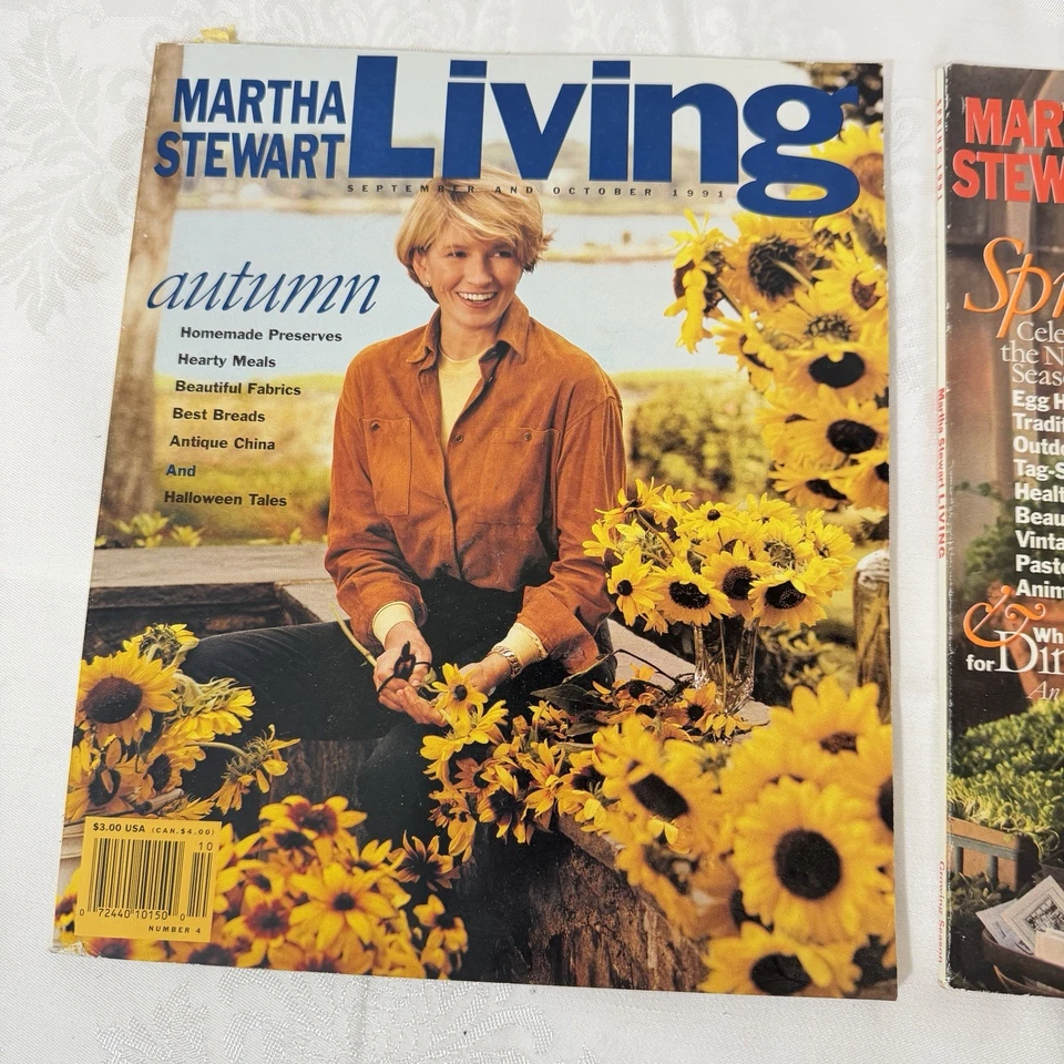 RARE: 1991 Martha Stewart Living - 2 Issues w/Recipe Cards Sept Oct - Spring Lot - Image 2 of 4