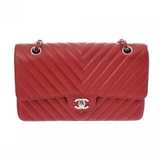CHANEL Matrasse ChainShoulder 9.8" W-flap V-stitch Red A01112 800000143794000