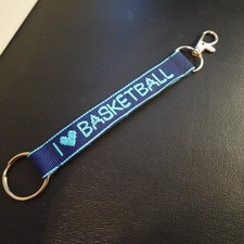 I Love Basketball Lanyard Key Strap Keychain Personalized Novelty Name Gift Blue