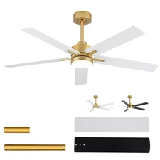 52'' Ceiling Fan with Lights and Remote, Low Profile Modern Ceiling Fan Gold,...