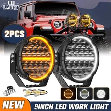 7/9inch Round LED Driving Work Lights Spot Flood Combo Dual DRL offroad SUV 4WD
