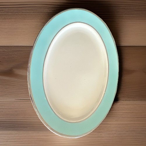 Taylor Smith & Taylor Classic Platinum Blue Oval Platter 12 x 9 Inches - Picture 2 of 4