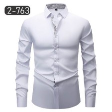 Men's Dress Shirts Formal Business Long Sleeves Elastic Slim Casual Shirts Tops