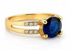 LAB CREATED 2.35 Cts BLUE & WHITE SAPPHIRE RING 14K YELLOW GOLD PLATED - NWT — photo 3