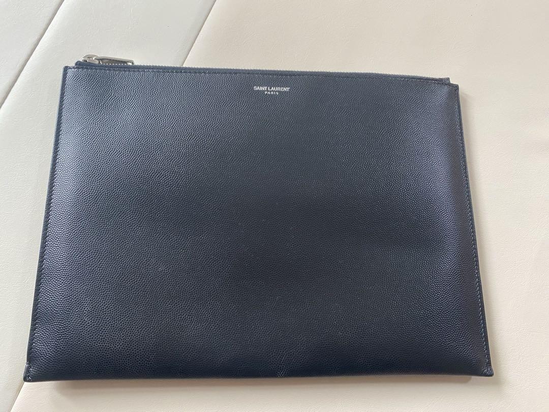 Autentica pochette Saint Laurent uomo semplice e sofisticata pelle nera