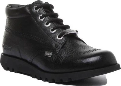 Bottes En Cuir À Lacets Kickers Kick Hi Luxe Pour Femmes En Noir Taille EU 36-42 - Photo 1/4