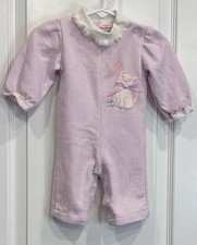 Health-Tex Vintage Baby Girl Romper 3 Mos Pink Ribbed Kitten Embroidered MadeUSA