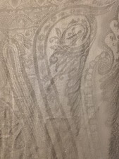 Paisley Pashmina Scarf Shawl Wrap 28x68 Gray Beige Tan Fringe Soft Boho T1