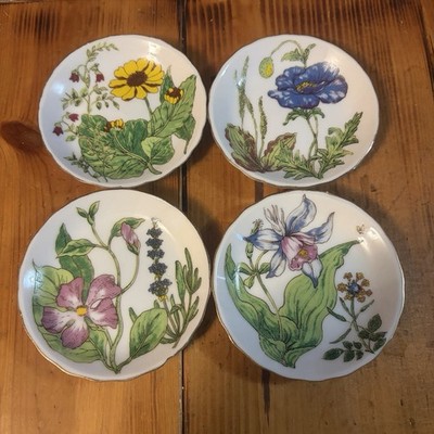 Enesco Mini Plates Japan Floral Garden Set Of 4 Cottage