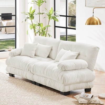 Luxury Chenille Loveseat Sofa Modern 2-Seater Couch w/ Armrests for Living Room