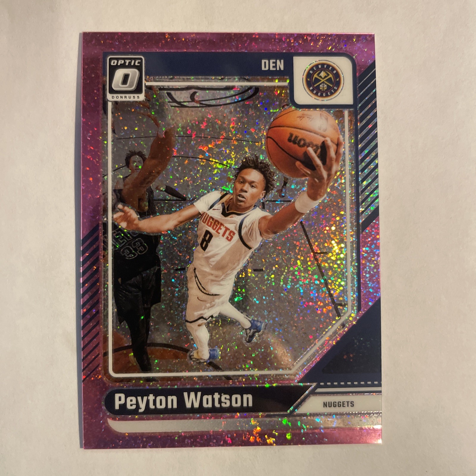 Peyton Watson 2024-25 Donruss Optic Pink Glitter Refractor Parallel /275 Nuggets