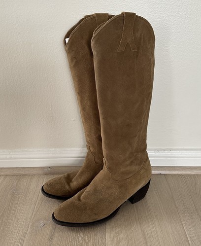 Old Gringo Tall Western Cowgirl Zipper Suede Lather Camel Brown Sz 10 B