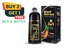 Black, Dark Brown Hair Dye Shampoo for Women  Men, Gray Hair Coverage 500ml