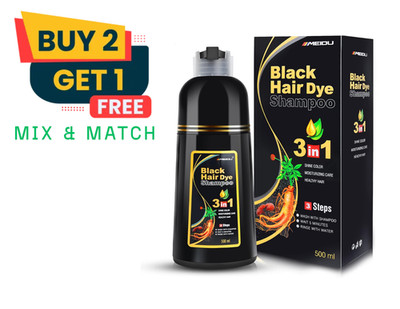 Black, Dark Brown Hair Dye Shampoo for Women & Men, Gray Hair Coverage 500ml