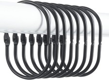 Shower Curtain Rings, Metal Black Shower Curtain Hooks, Oval Snap Shower Rings