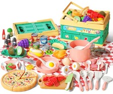 80pcs Pretend Play Kitchen Set for Toddlers, Kids Cookware Playset with