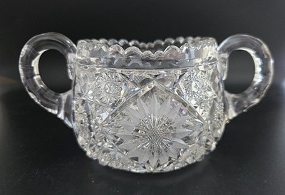 Vintage American Brilliant Period Cut Glass Sugar Bowl
