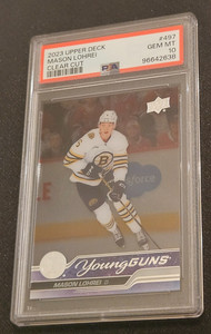 2023-24 UPPER DECK MASON LOHREI #497 CLEAR CUT YOUNG GUNS ROOKIE RC PSA 10