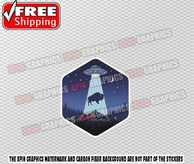 UFO Abduction Buffalo Alien Vinyl Decal Sticker A