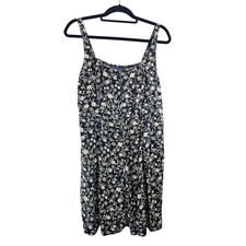 Old Navy Black Floral Smocked Midi Dress Women Size L Sleeveless Spring Summer