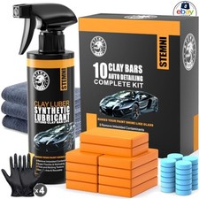 Car Clay Bar Kit Orange 10 Pack With Lubricant Spray Bottle Towels Gloves
