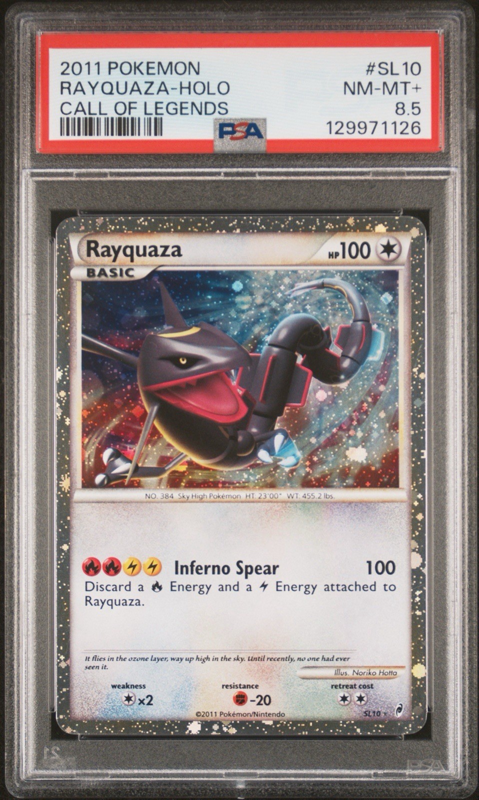 2011 POKEMON RAYQUAZA-HOLO #SL10 CALL OF LEGENDS PSA 8.5