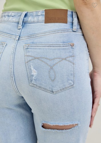 Judy blue back cutout 90’s blue denim jeans Size 7 (28) Light Wash - Picture 2 of 5