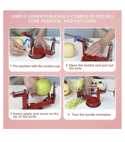 Apple Peeler Corer, Long lasting Chrome Cast Magnesium Alloy Apple Peeler Slicer - Picture 5 of 6