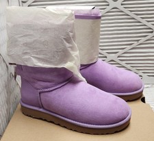UGG Women mini bailey bow Stripe Violet weave boots US7, New Mint Condition