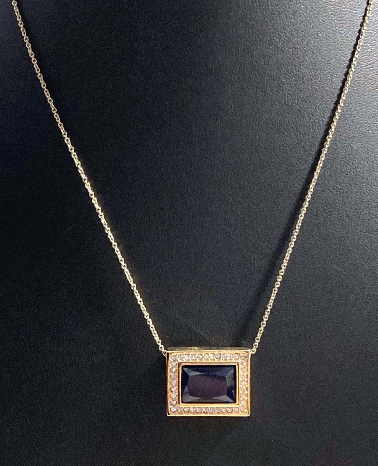Roman Simulated Blue Sapphire Rectangular Pendant… - image 1