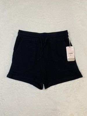 CI SONO Woven Collection Womens Size L Black Gauze Shorts Drawsting NWT