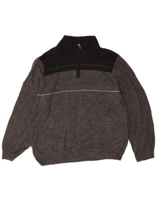 Dockers Herren Zip Neck Pullover Sweater XL Grau Colourblock Acryl II04