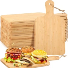 Tanlade 18 Pcs Bamboo Cutting Board Bulk 15" x 7" Chopping Board with Handle ...