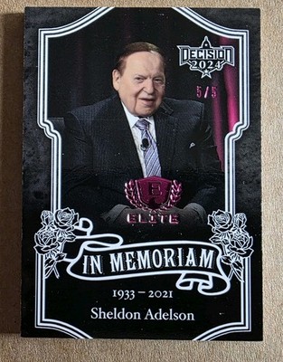 Decision 2024 Elite Sheldon Adelson In Memoriam #E25 Pink Foil #'d 5/5